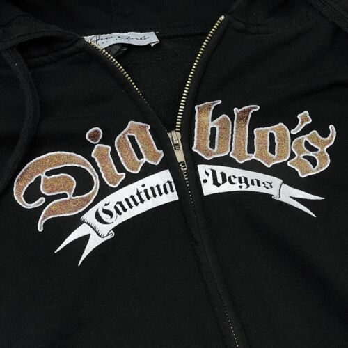 Monte Carlo Las Vegas Diablo's Cantina Vegas Black Graphic Glitter Hoodie Size M - Picture 3 of 9
