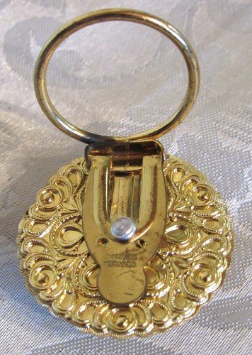 2 Gorgeous Western Germany Faux Filigree Gold & Pearl Ribbon Lace Scarf Clips - Foto 11 di 12