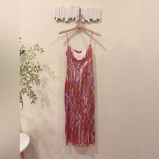 ASTR Chelsi Midi Satin Dress in Purple Pink Rust NWT Women Dress Size Small