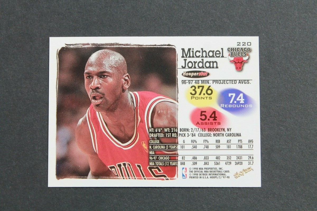 MICHAEL JORDAN 1998 Skybox Basketball Card #220 NBA Hoops | eBay