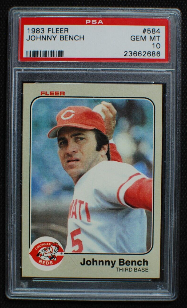 🌟 JOHNNY BENCH - 1983 Fleer #584 Reds HOF - GEM MINT PSA 10