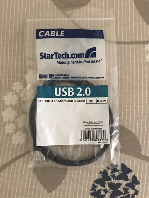 Brandneu schwarz StarTech USB 2.0 USB A auf MicroUSB B Kabel 3  3 Fuß