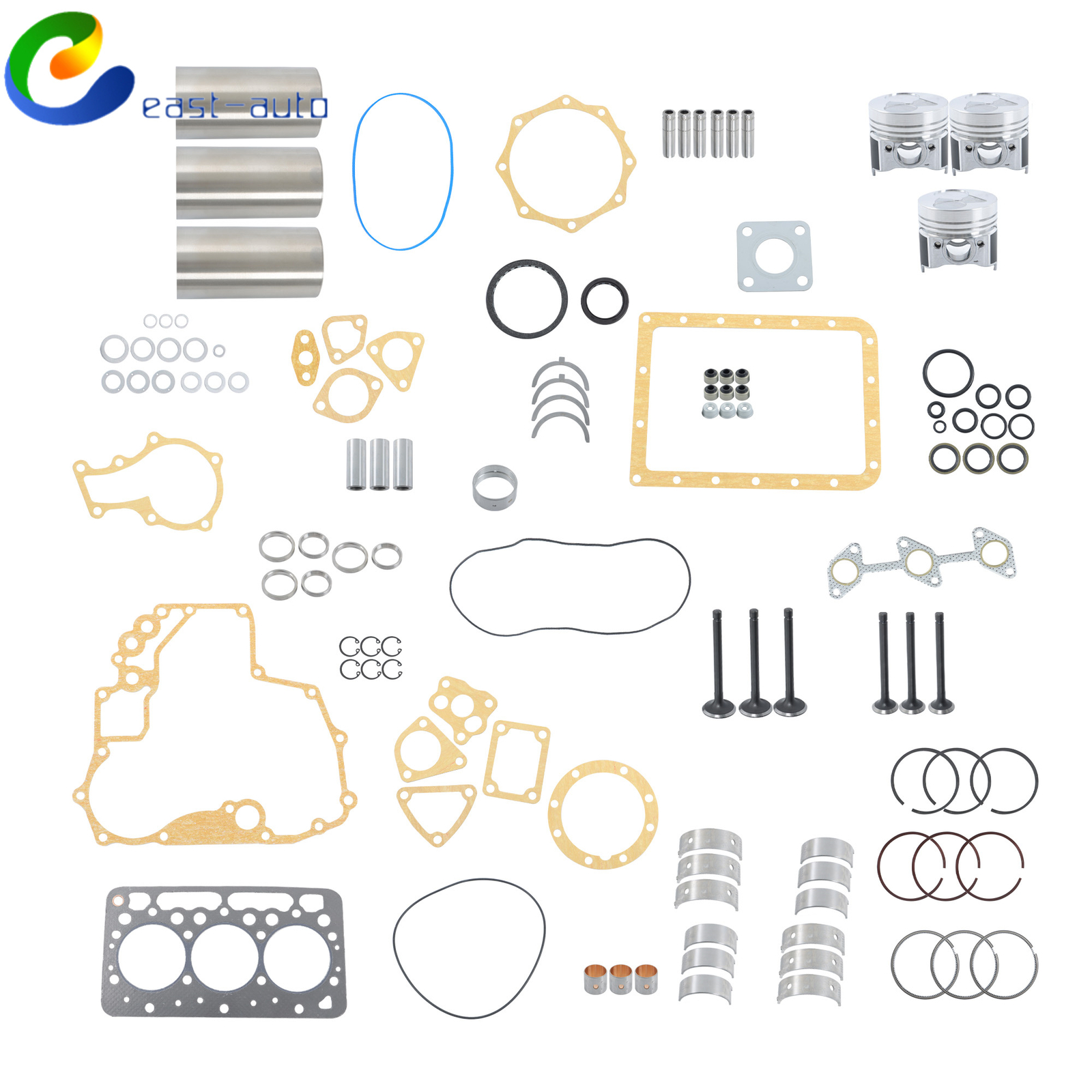 Kubota D662 Engine Rebuild Kit with Bearings Valves & Gaskets