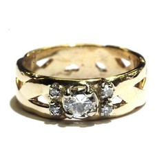 14k yellow gold .465ct SI2 I round diamond womens engagement ring 5.8g estate 