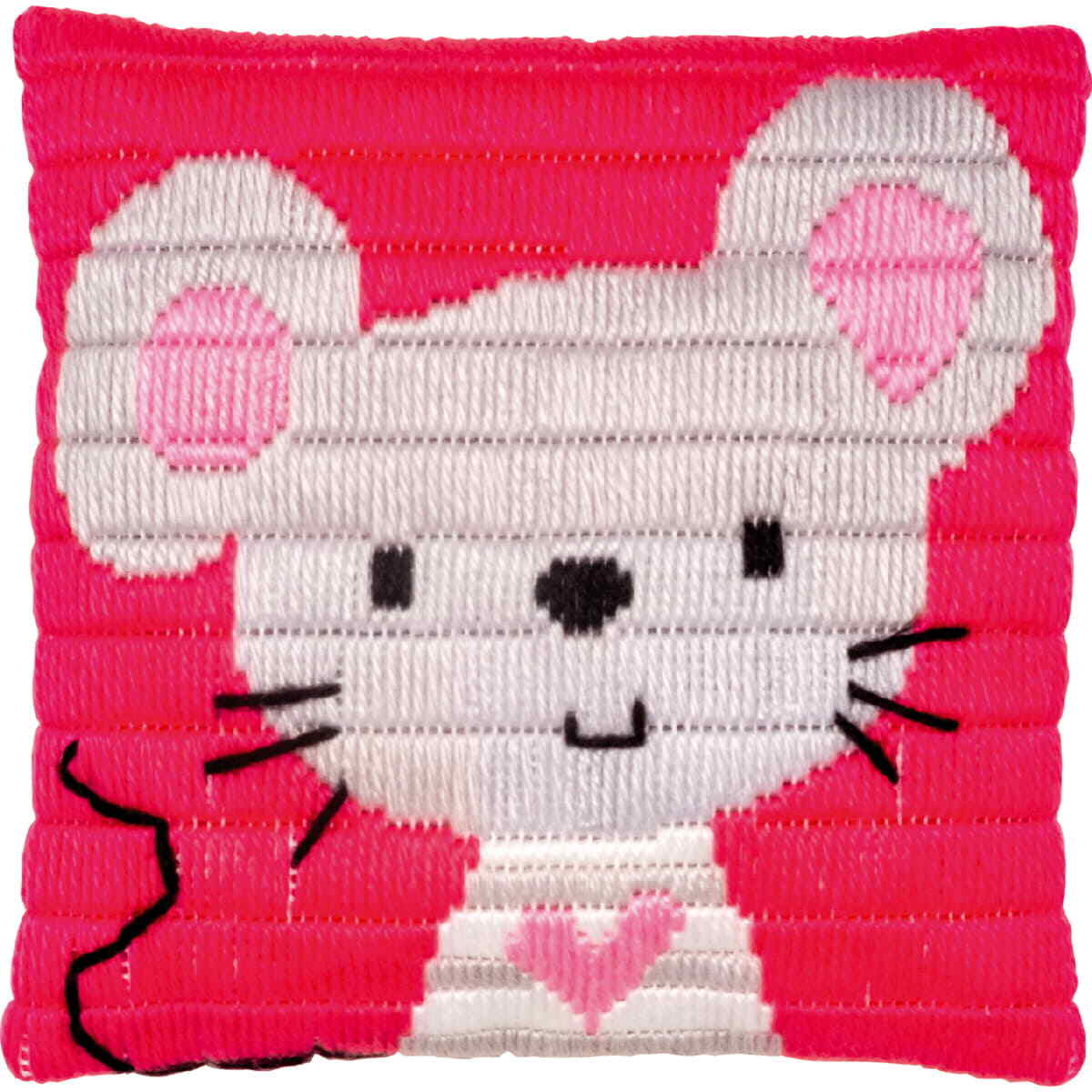 Vervaco stamped long stitch kit cushion ""Kleine Maus"", 25x25cm, DIY