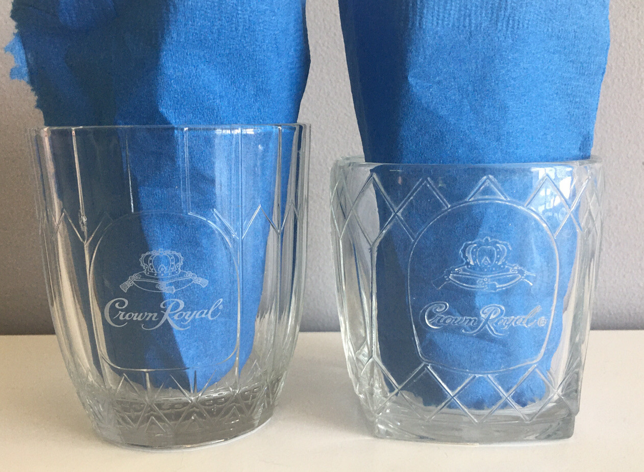 Crown Royal Whiskey Glass Tumbler with Diamond Lattice Pattern - 2 Designs-image