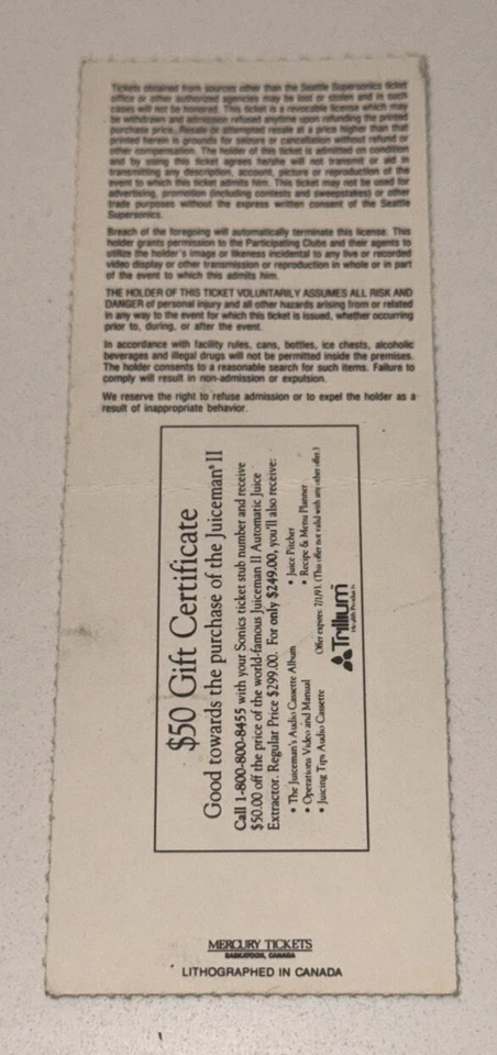 Sonics Suns NBA Western Conference Finals Playoff Game #1 Ticket Stub 5/28/1993 - Image 2 of 2