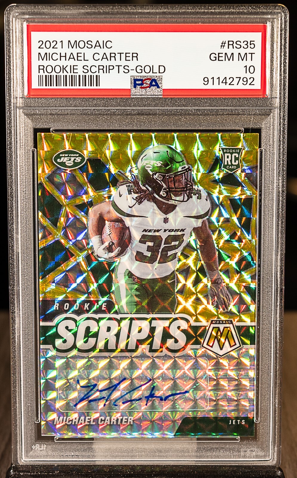 Michael Carter Panini Mosaic Rookie Scripts #RS35 Gold