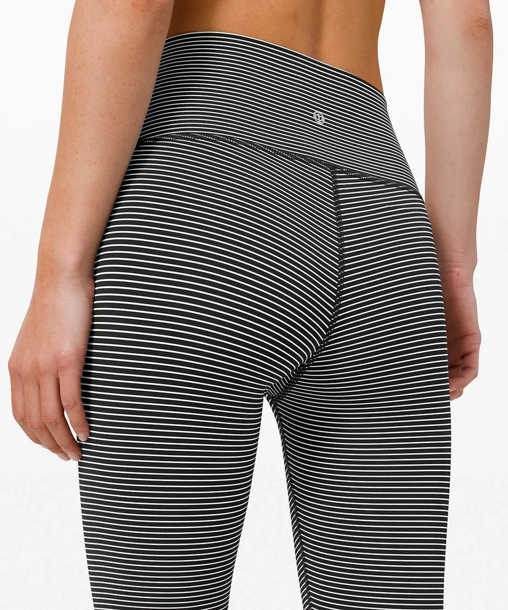 NEW LULULEMON Wunder Under Crop HR 21 6 Hype Stripe Black White