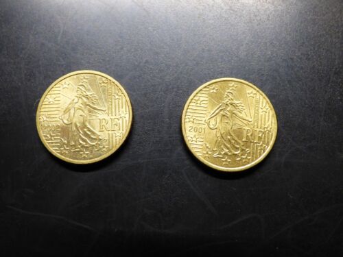 10 EURO Cent Umlaufmünzen 2 Stück Frankreich Fehlprägung 2001+2002 Rarität - Bild 1 von 2