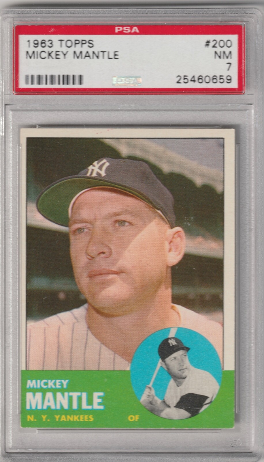 1963 Topps #200 Hall of Famer Mickey Mantle PSA 7 (Near Mint) - A real beauty!