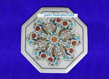 16'' White Marble Table Top Coffee Center Inlay Malachite handmade Lapis y129