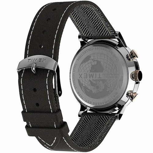 Timex Men's Watch Waterbury Chronograph Black Dial Leather Strap TW2T71500VQ - 第 3/3 張圖片