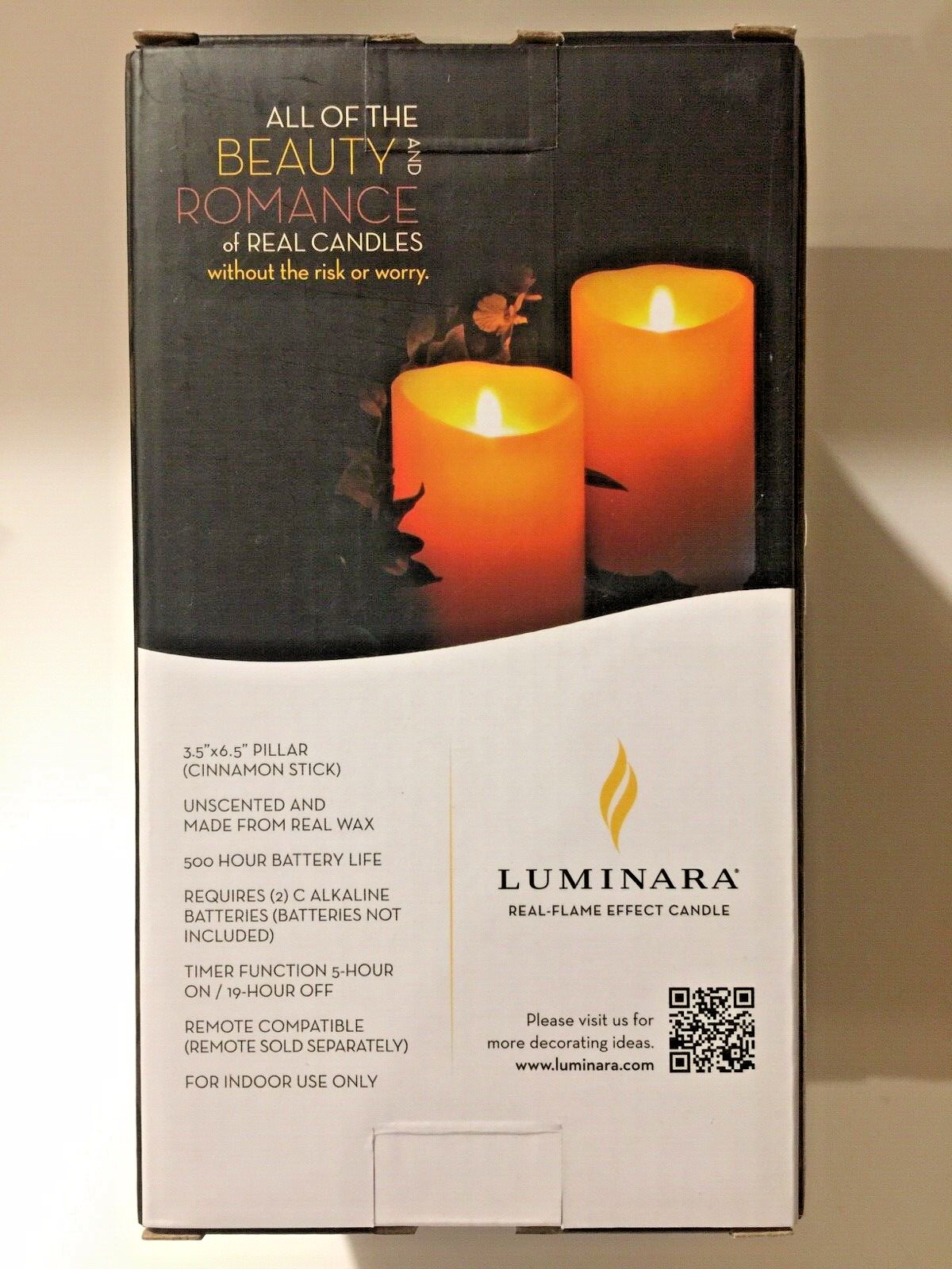 Luminara Unscented Flameless Pillar Candle Embedded With Cinnamon Sticks 4X7/'/'