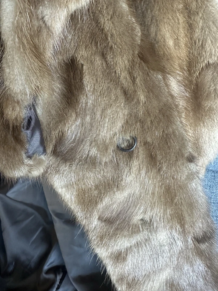 Abrigo de piel de visón genuino largo completo vintage para mujer con bolsillos Foto 4 de 4