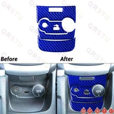 7x Blue Carbon Fiber Interior USB/AUX Input Cover Trim For Ford Fiesta 2011-2015