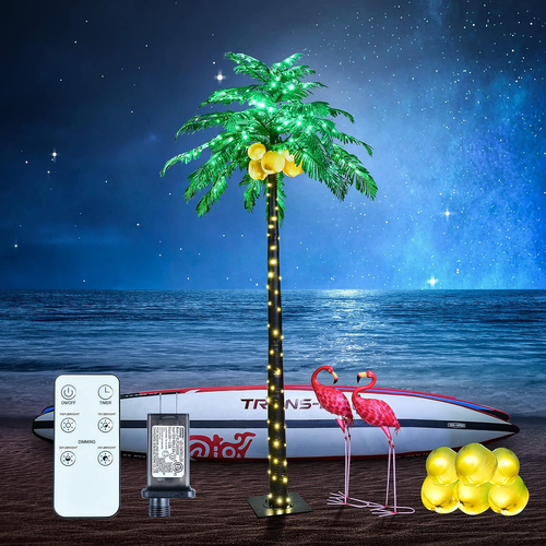 Lighted Palm Tree with Coconuts 9FT 368 LED Artificial Palm Tree Lights for Deco - Picture 9 of 9