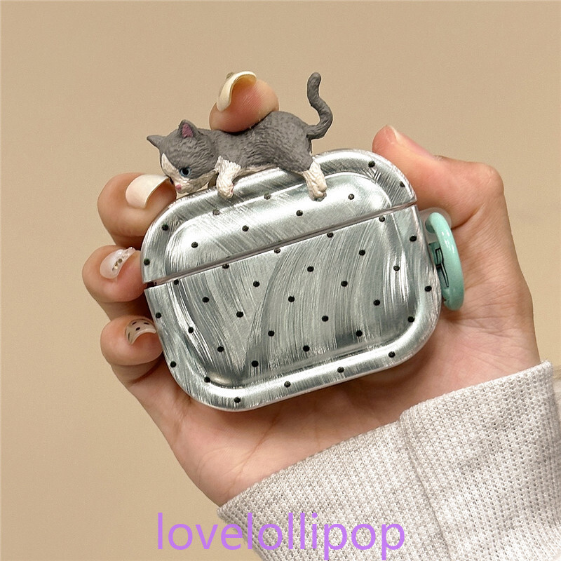 3D Kitty Doll Design Polka Dot Airpods 3 Protective Case for AirPods