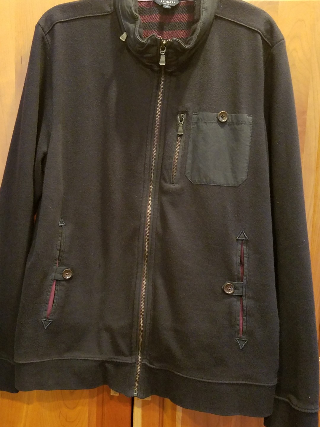 Ted Baker London Winter Coat W/Hood Wool Blend Size 4 Black RN95229