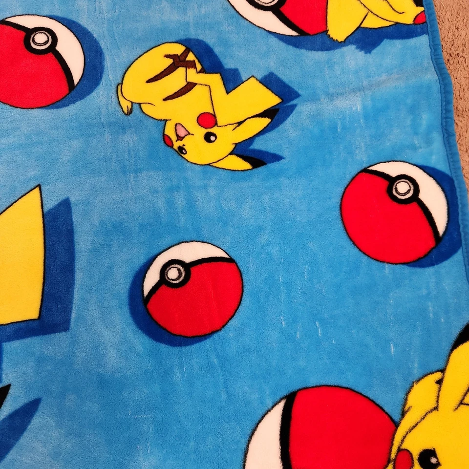 Northwest Company Pokemon Pokeball Power Pikachu Blue Throw Blanket Kids 46"x38" - Image 3 of 4