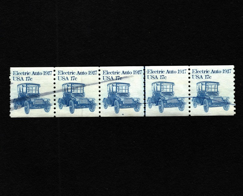 OPC 1984 US Sc#1906 17c Electric Auto Coil Strip of 5 Plate 4 Used 39695