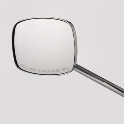 square OEM spec mirror THREADLESS chrome FA265 fits Vespa S 50