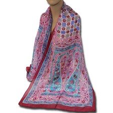 Schal Seidenschal Reine Seide 160x50cm Paisley Damenschal Leicht Rot Türkis 124