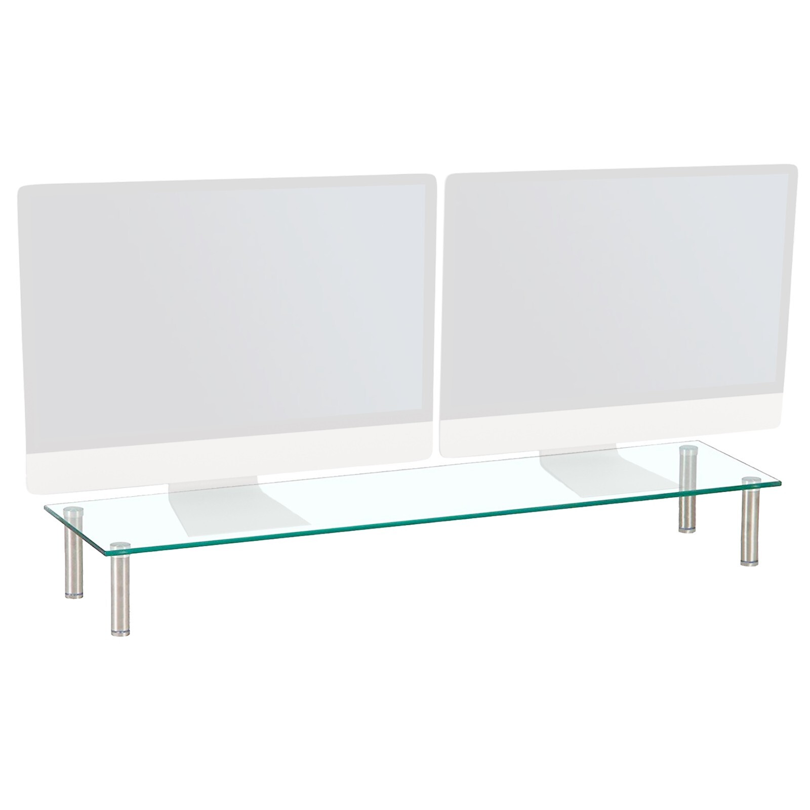 Large Twin Monitor Riser Stand TV PC Dual Double Screen Computer 14cm High Clear
