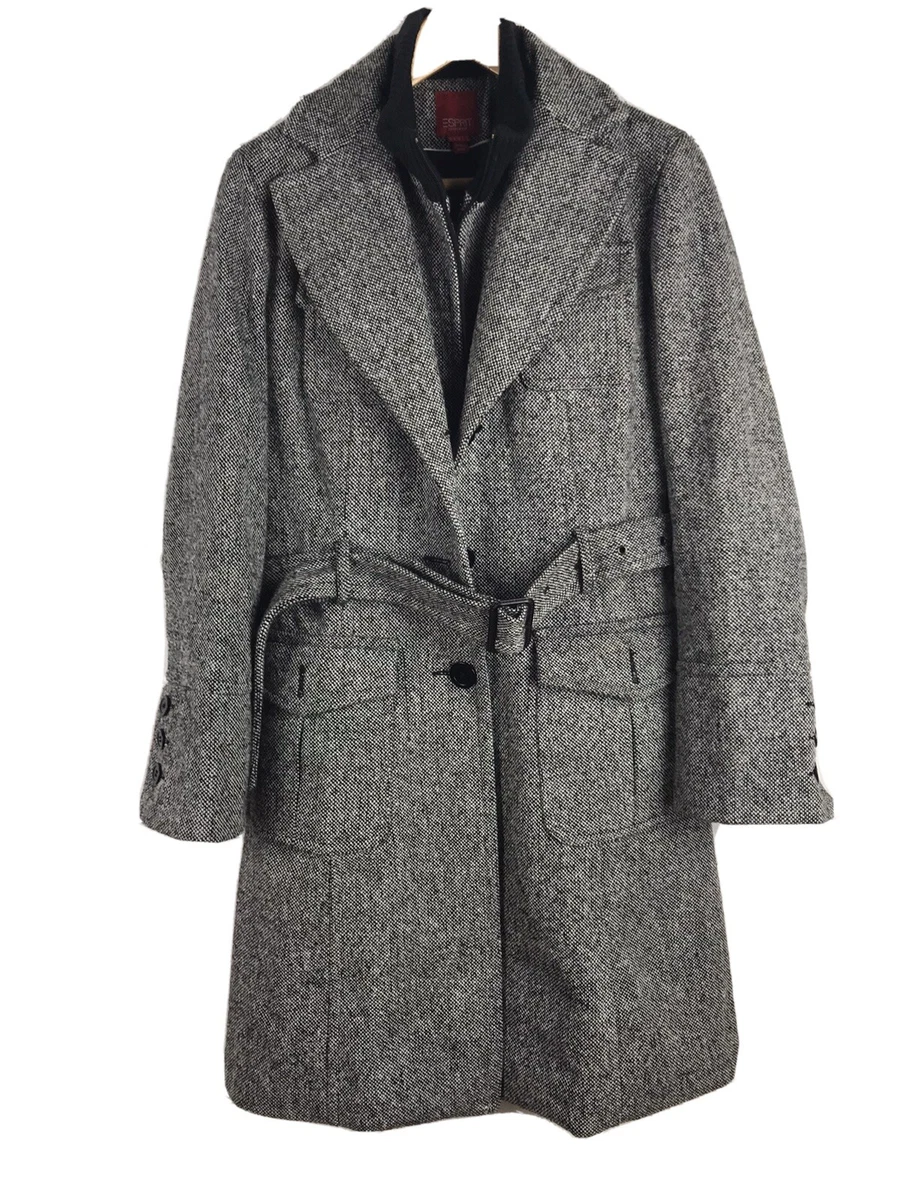 Esprit lovely warm winter tweed trench coat with modern twist Size