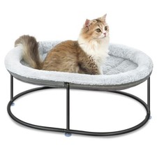 Elevated Cat Hammock Bed Fluffy Warm Cuddle Bed with Detachable Pad Raised Cu...