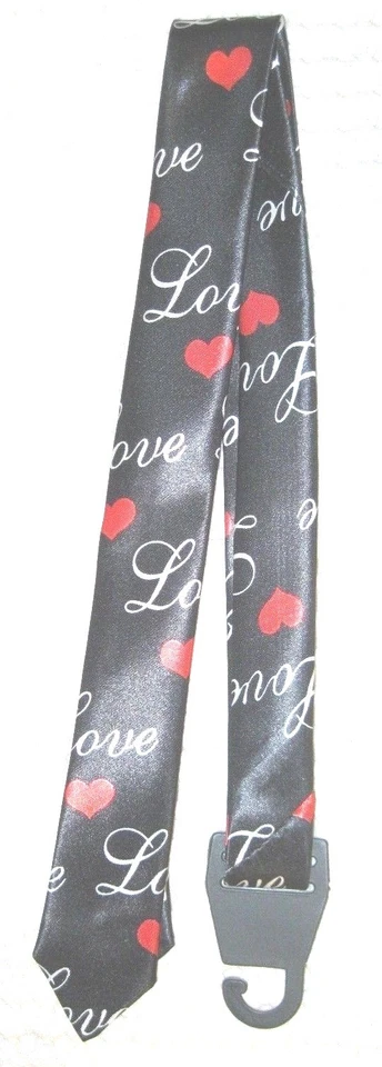 Valentine Black with Love&Hearts 2" Neck tie-Hearts Necktie Neck Tie-Brand New! - Image 2 of 2