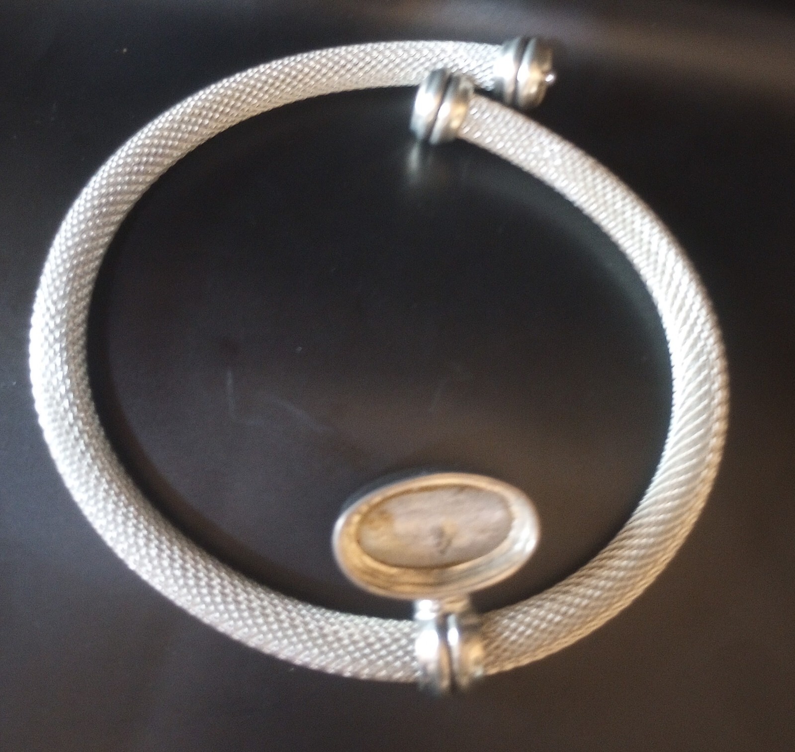 Large Chunky Silvertone Mesh Statement Choker Nec… - image 7