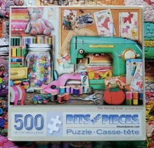 COMPLETE Bits And Pieces Aimee Stewart THE SEWING DESK 500 Thick Piece Puzzle