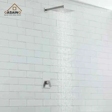 CASAINC 10" Rainfall Square Shower Head Combo Kit System with Mixer Valve