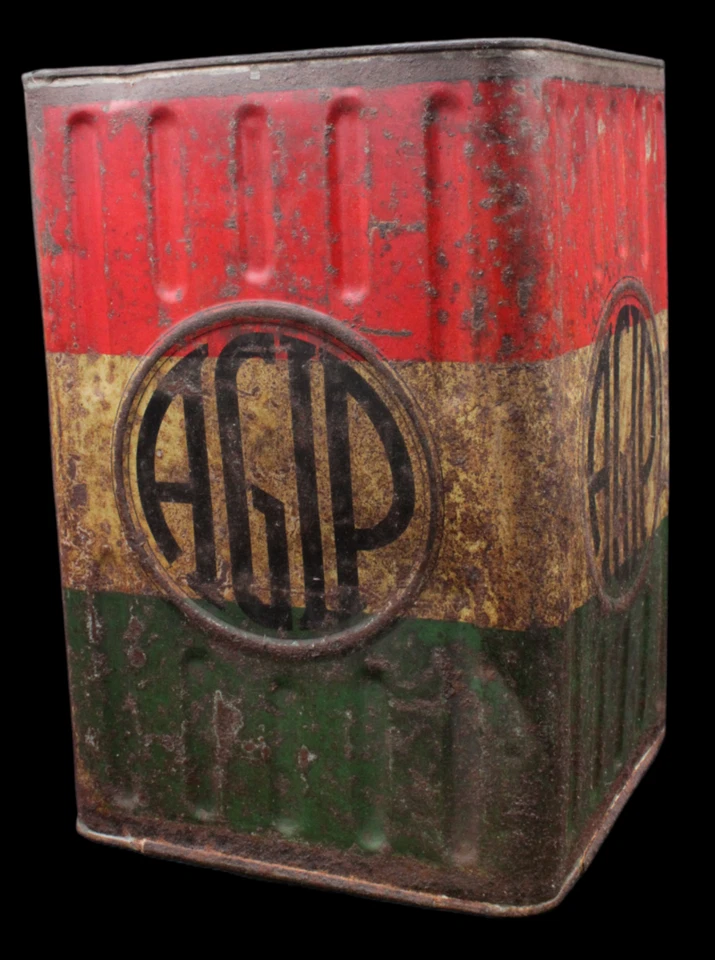 Ancien Bidon Italien Boite Huile Gaz Benzina AGIP Auto Motor Oil Tin No Shell - Photo 4/4