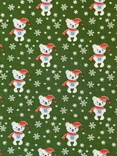 Christmas White Santa Bears and Snowflakes Fat Eighth 9x21