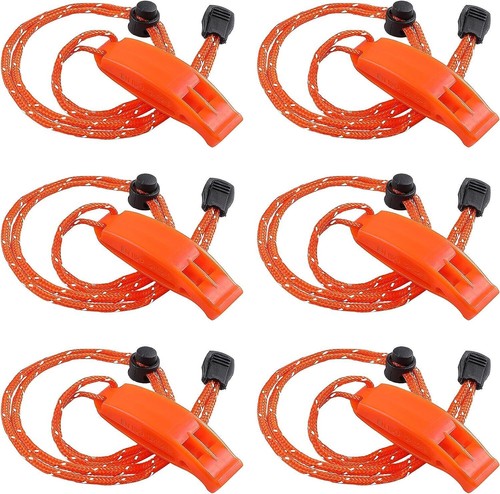 12PCS Safety Survival Whistles Adjustable Reflective Lanyard Emergency Whistle