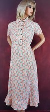Women's Old-Fashioned Short Sleeve Cotton A-Line Day Dress L CHECK MEASUREMENTS