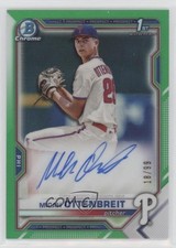 2021 Bowman Draft Chrome Pick Green Refractor 18/99 Micah Ottenbreit Auto 9hx