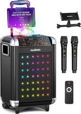 MASINGO Karaoke Machine for Adults and Kids with 2 Bluetooth Wireless Black