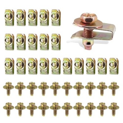 40PCS M6-1.0 Car Body Bolts & Extruded U-Nuts Clips Kit, Engine Undertray