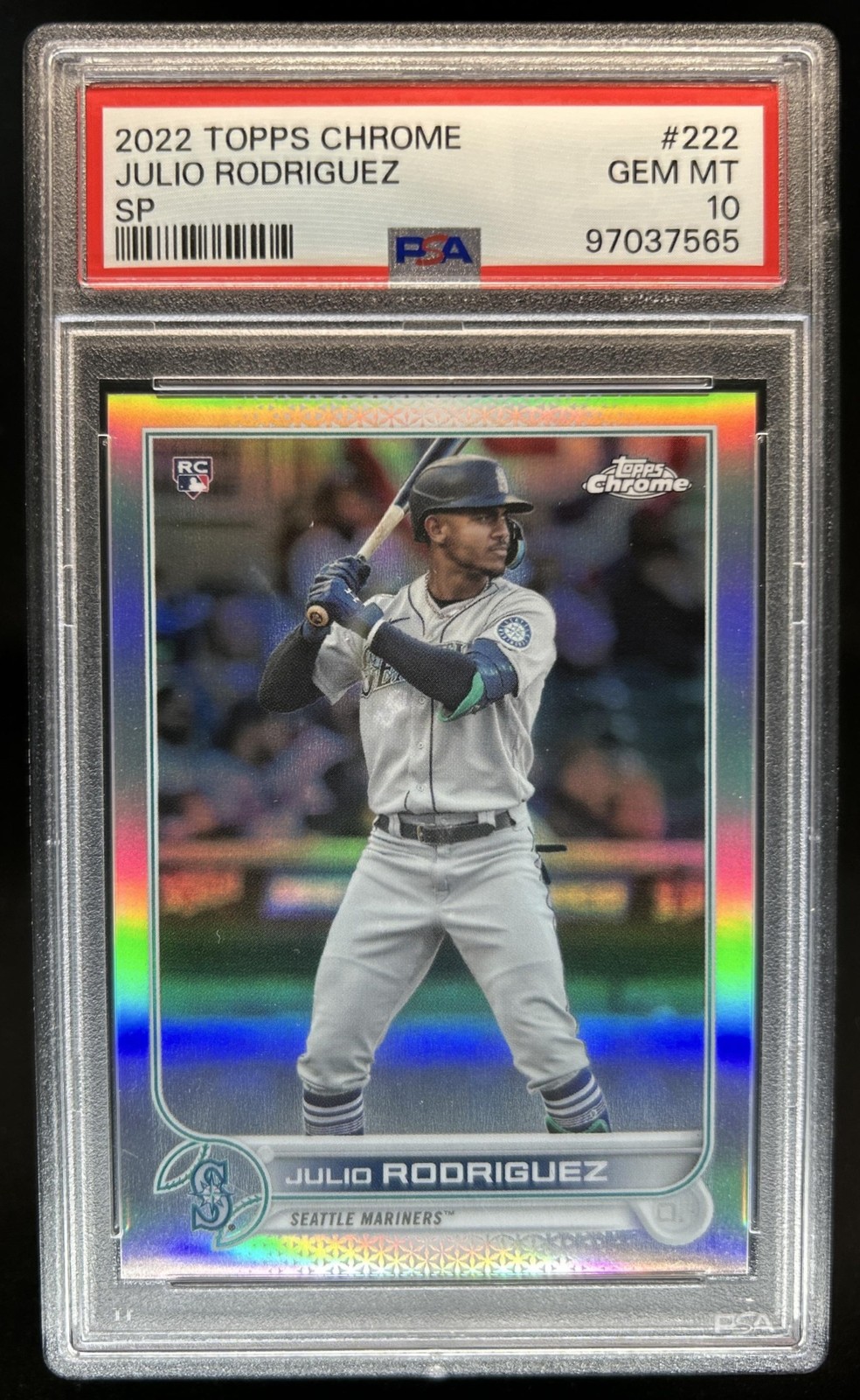 2022 Topps Chrome Julio Rodriguez Refractor Rookie SP RC #222 Mariners PSA 10