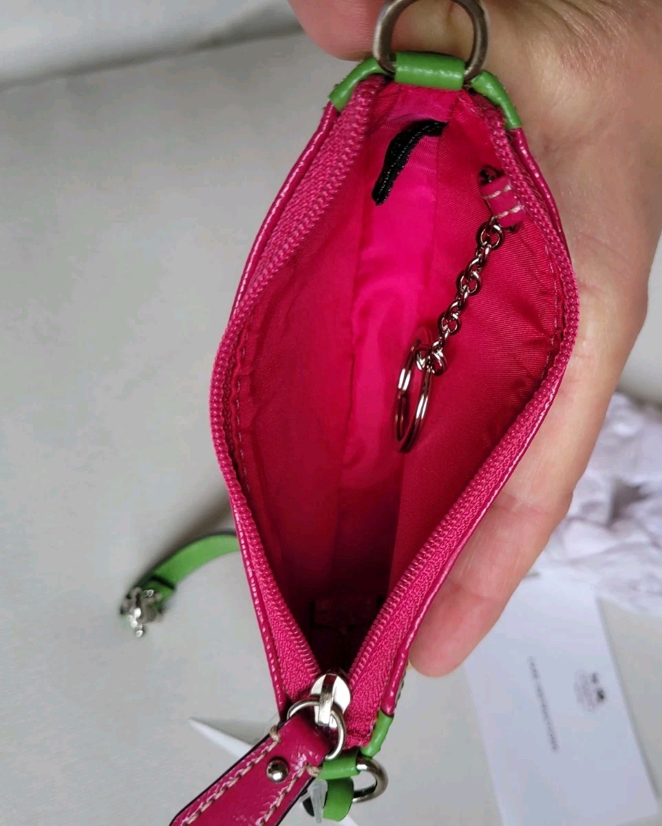 Coach Watermelon Coin Purse, Bag Charm, Key Chain NWT Rare Leather
