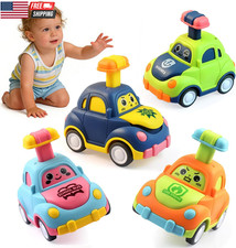 4 Pack Press and Go Car Toys for Toddlers 1-3 Year Old Boys, Easy Push down Acti