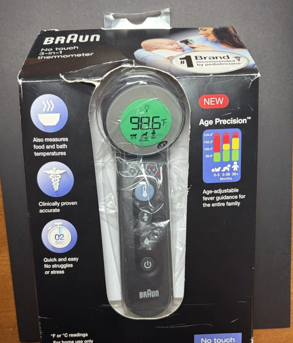 Braun No Touch 3-in-1 Forehead Thermometer BNT400 Age Precision | New Sealed
Opens in a new window o
