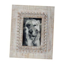 White Antique 4 x 6 inch Bead Decorative Wood Picture Frame FFRD09927 