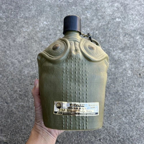 1979 Jim Beam Canteen Army US Military Marines USMC WW2 Decanter Bottle