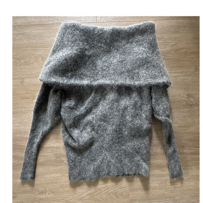 Acne Studios Daze Mohair Off-the-Shoulder Gray Pullover Sweater Women's XS