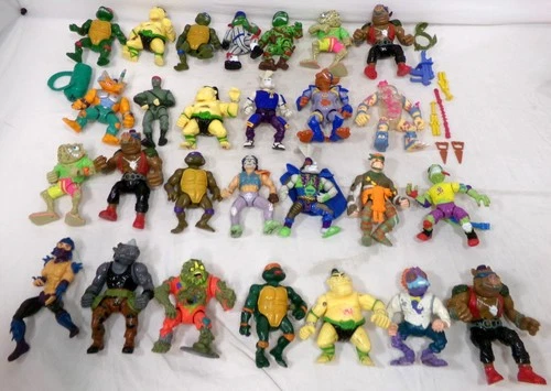 Vintage TMNT Turtles Hard Head 27 Figure Lot & Parts Bebop Casey Rocksteady Raph