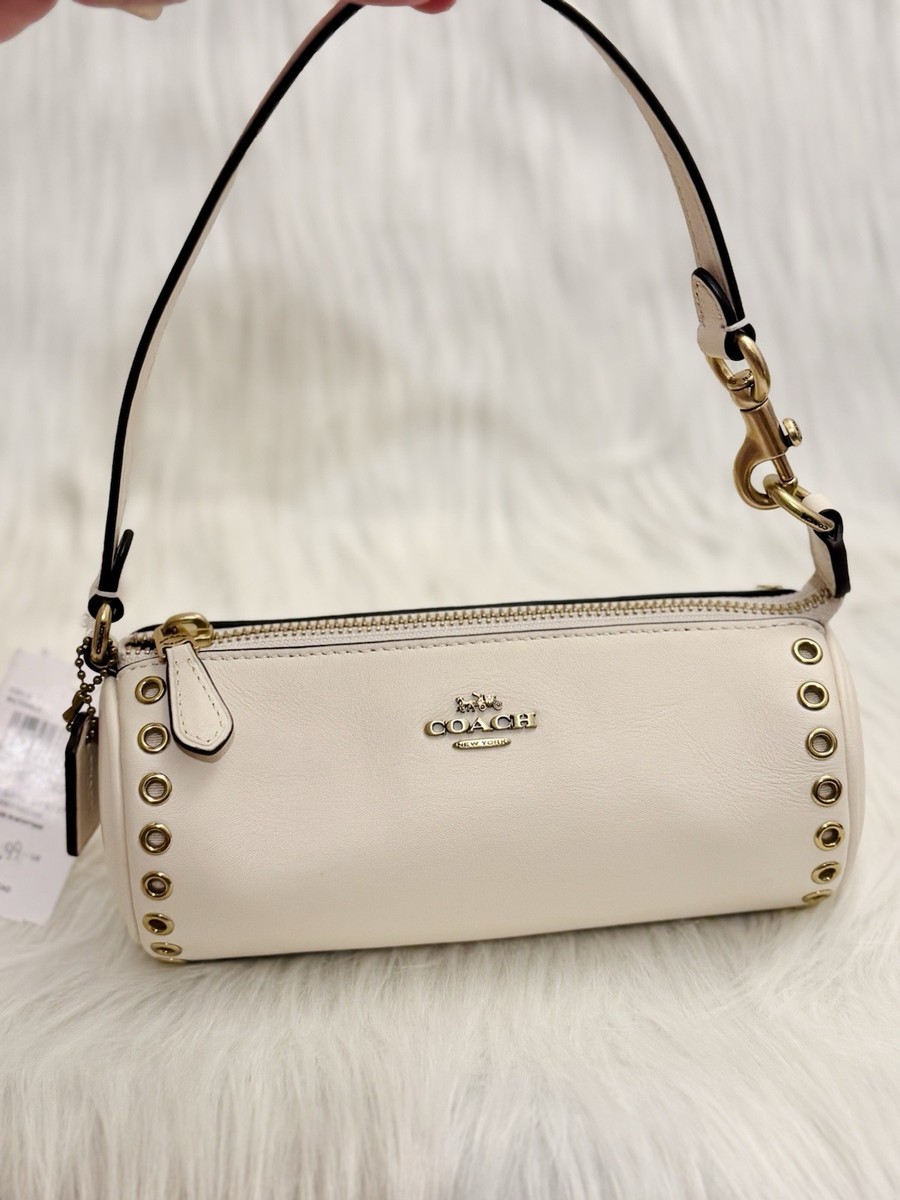 NWT Coach Leather Nolita Barrel Bag With Grommets In Brass/Chalk